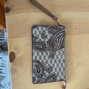 Brown Paisley wristlet 6x10